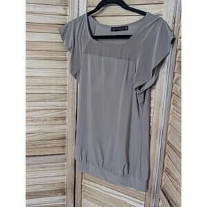 The Limited Women's Beige Top Small Short Sleeve Pleated Round Neck